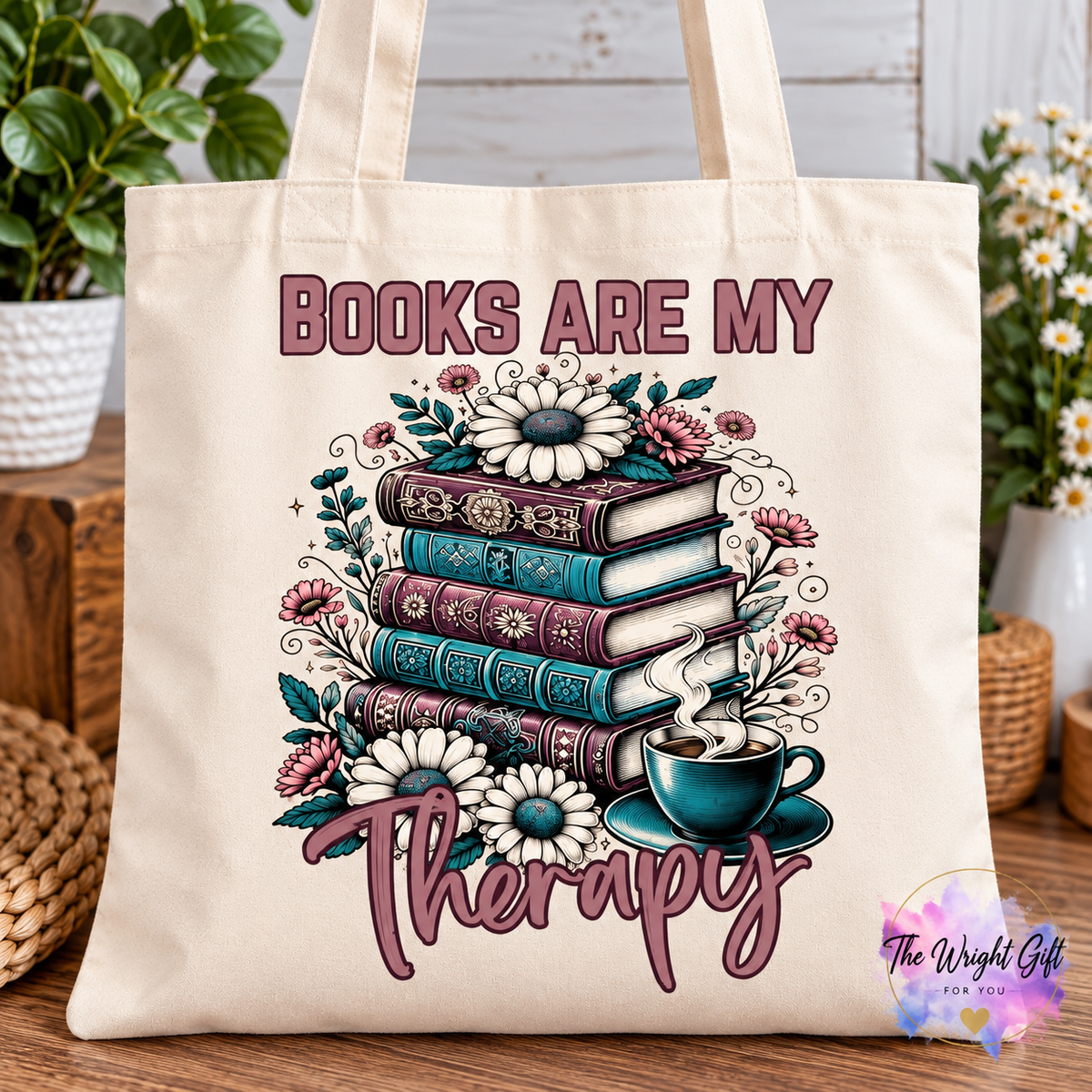 Books Are My Therapy Tote Bag