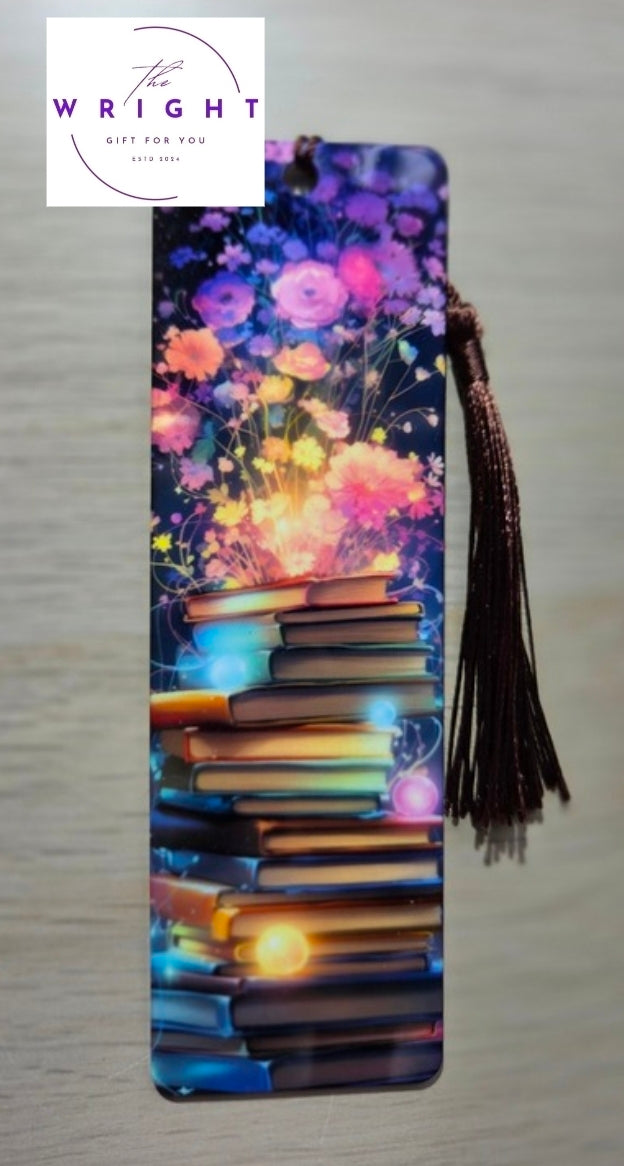 Glowing Tower of Books Acrylic Bookmark #25