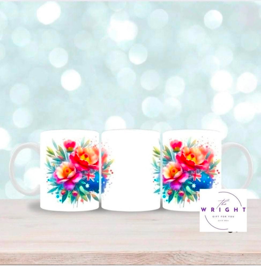 Aussie Flag with Flowers Mug