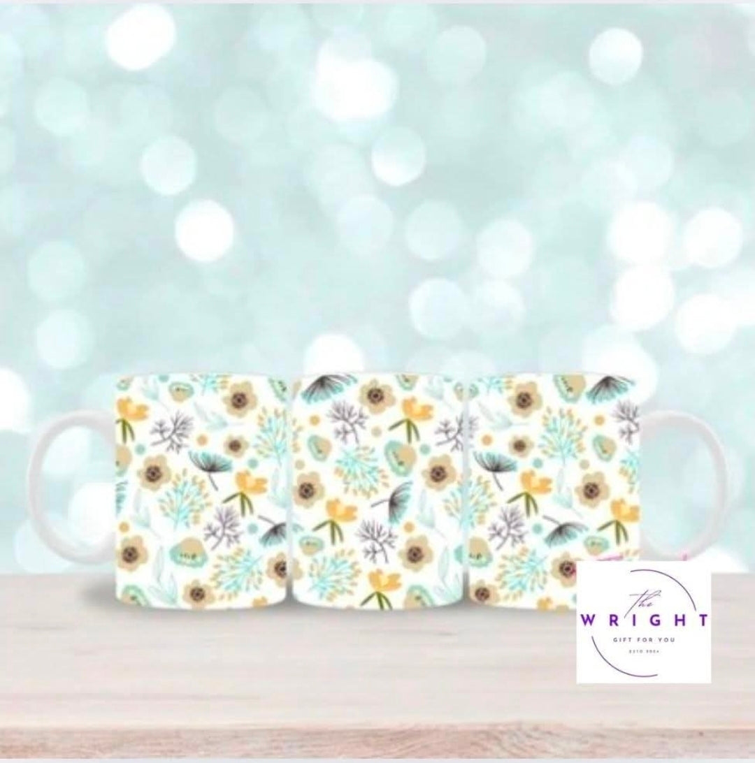 Blue 'n' Yellow flowers mug