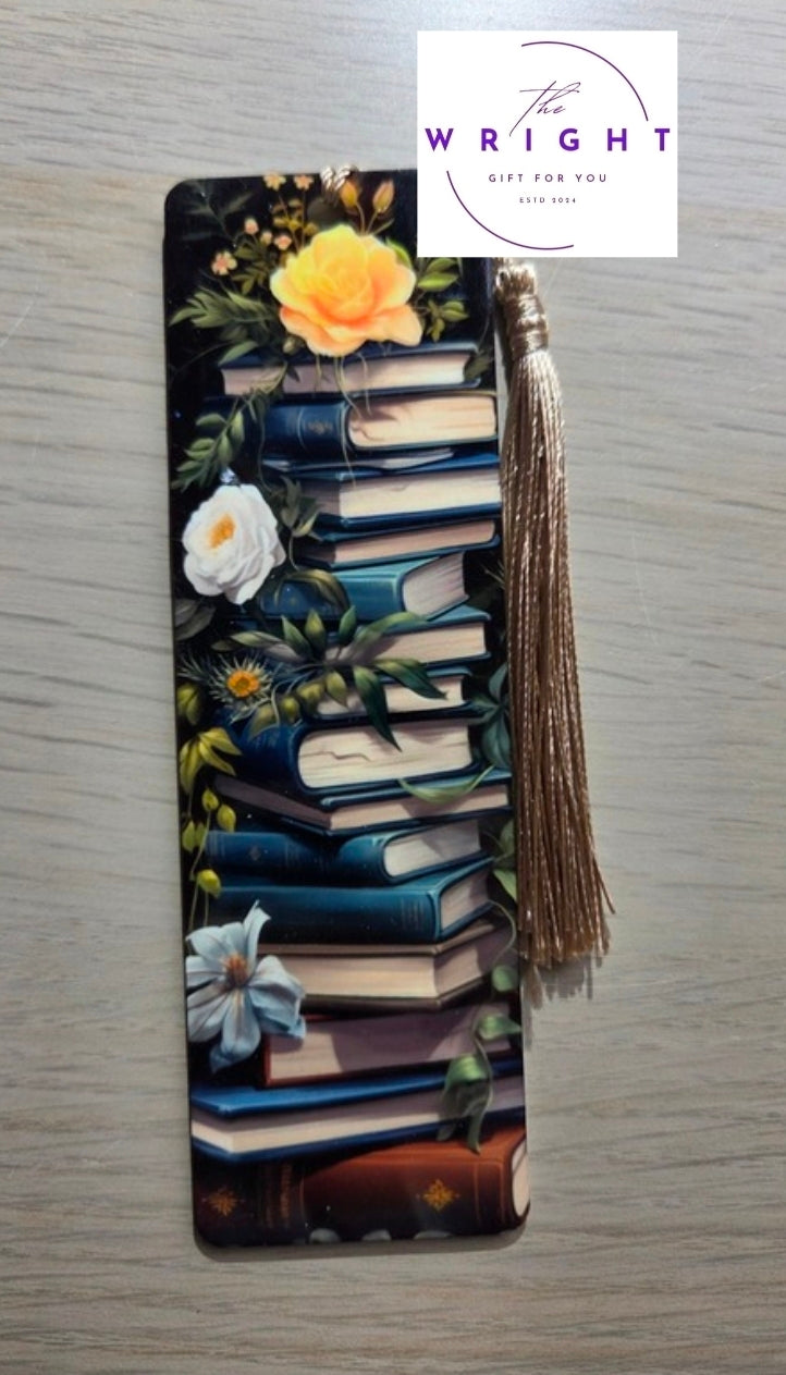 Floral Book Stack Acrylic Bookmark #12