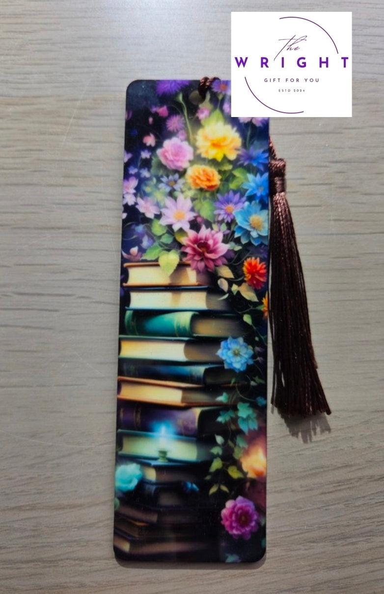 Rainbow Blooms Book Stack Acrylic Bookmark #14