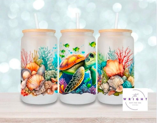 16. Coral Turtle 16oz Tumbler