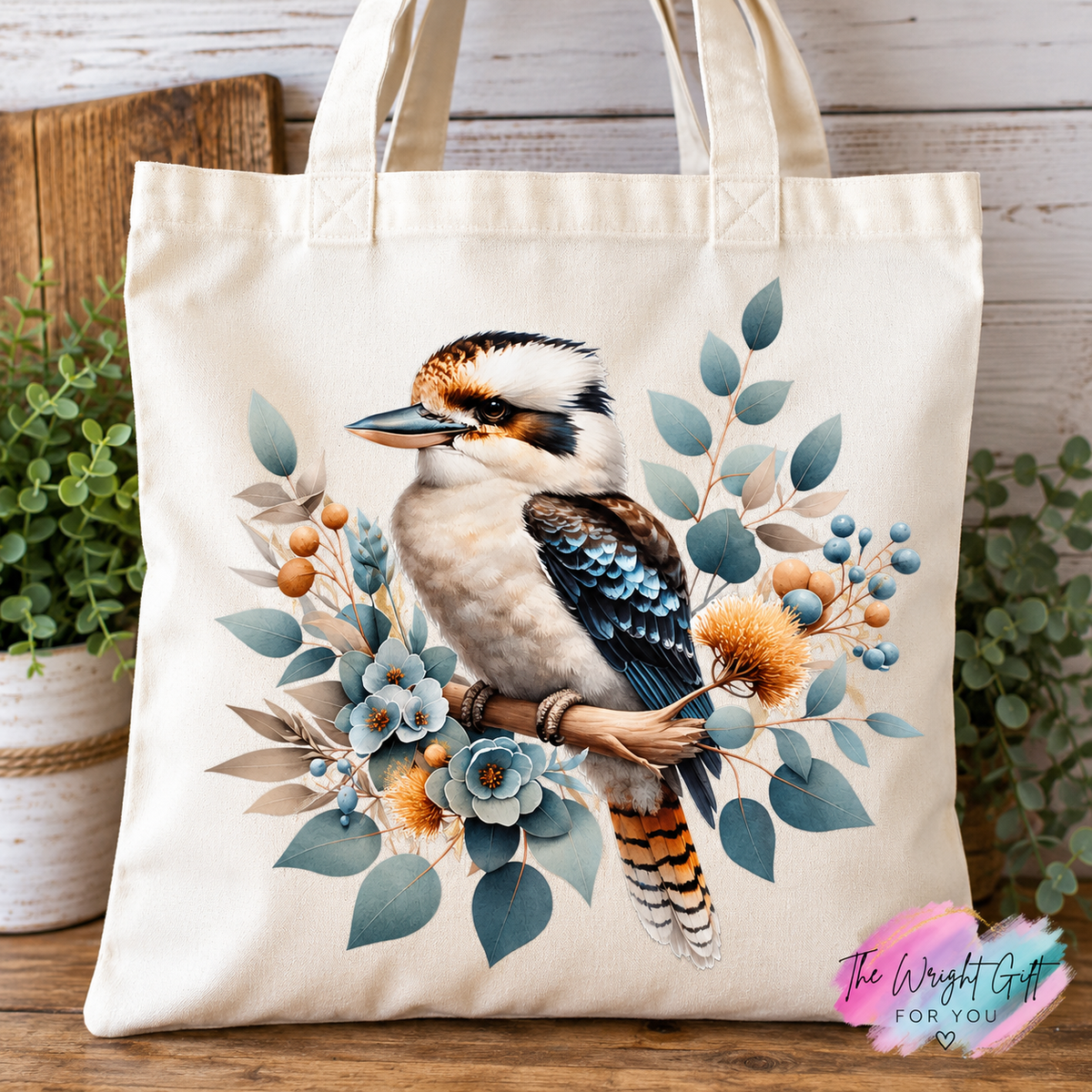 Kookaburra Floral Tote Bag