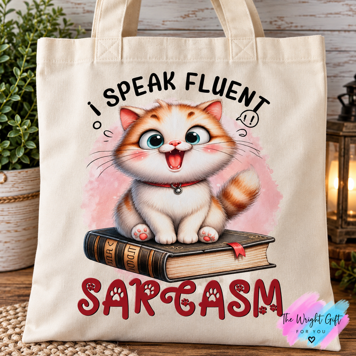 I Speak Fluent Sarcasm Cat Tote Bag