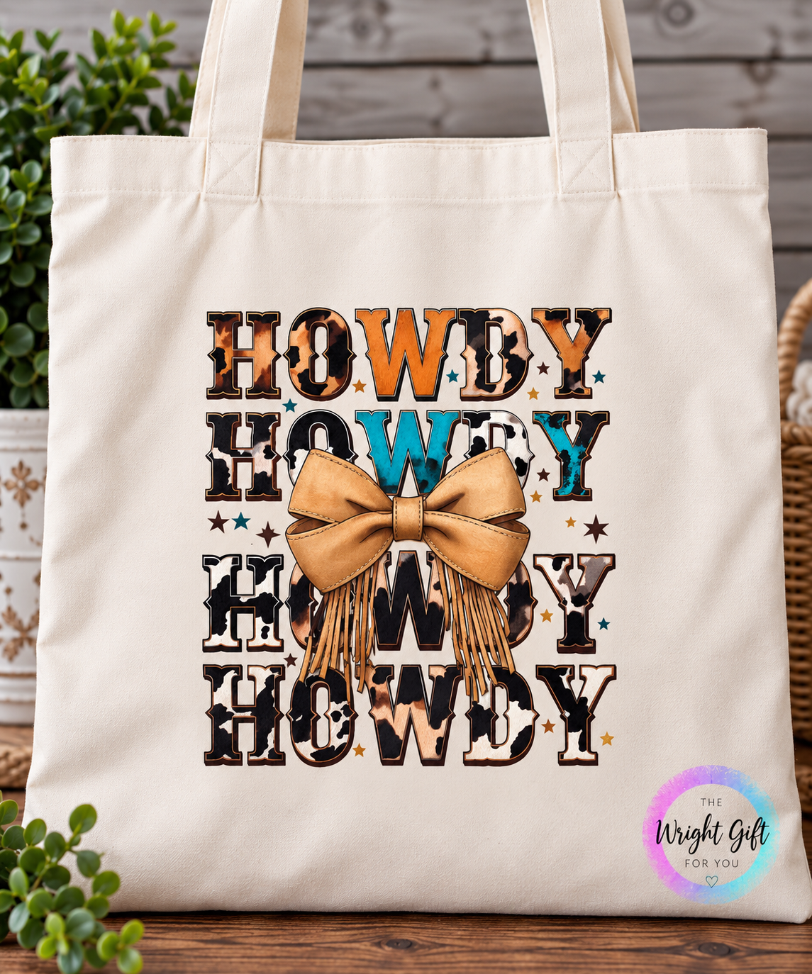 Howdy Western Bow Tote Bag