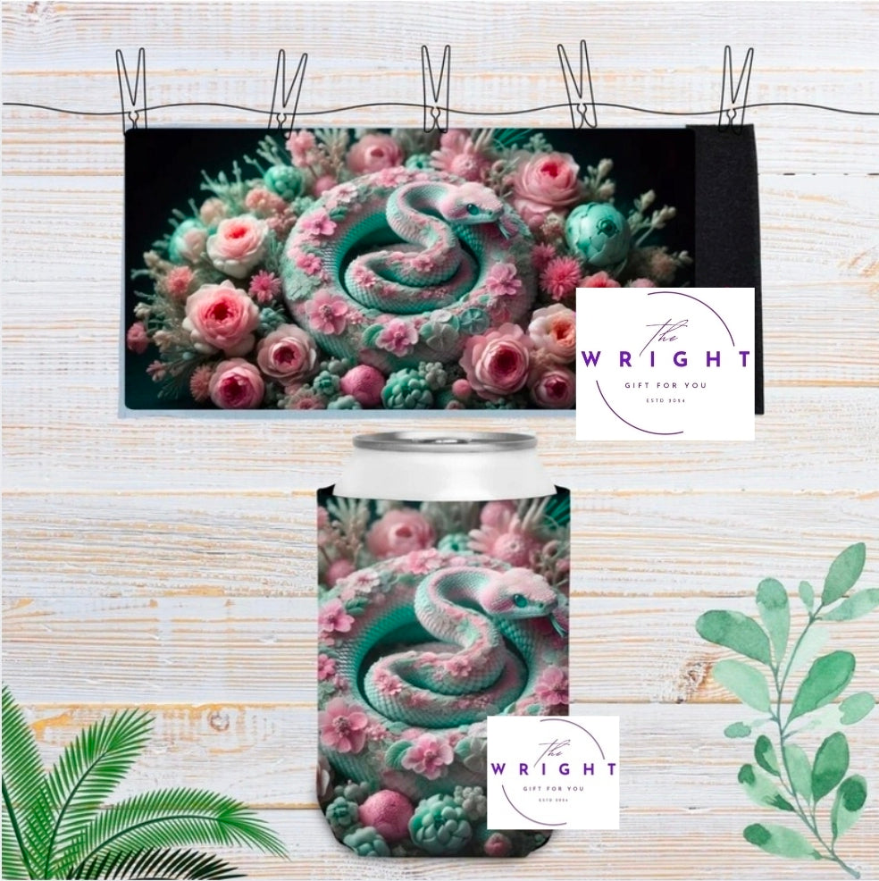 29. Pink and Green Snake Stubby Cooler