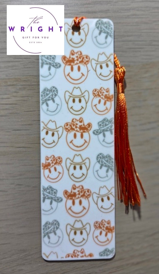 Cowboy Smiley Face Acrylic Bookmark #29