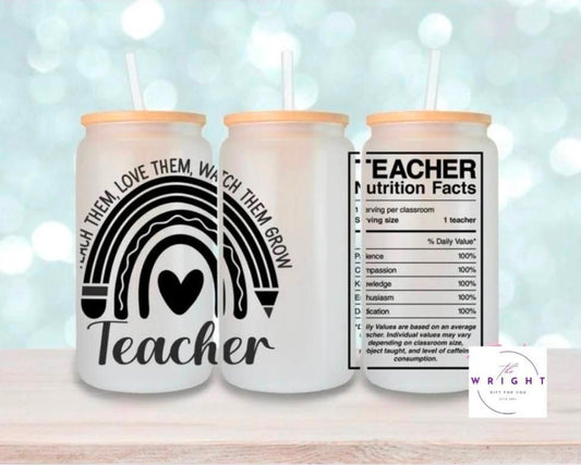 37. Black Teacher Nutrition Facts 16oz Tumbler
