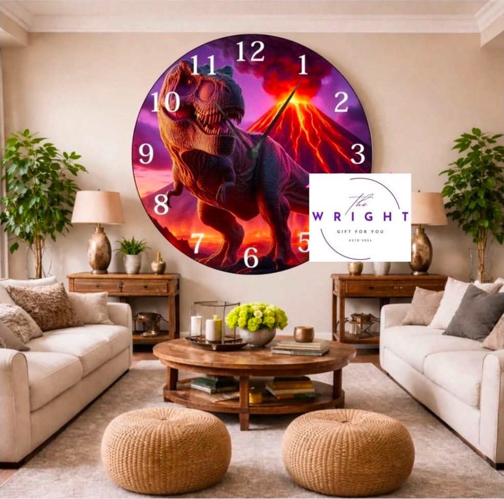 3D Red T-Rex Clock