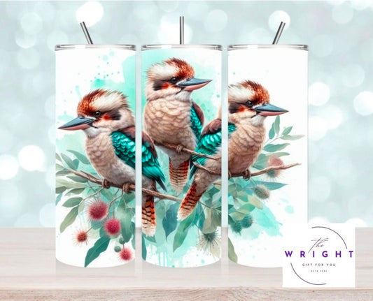 17. 3 Kookaburras with red flowers 20oz Tumbler