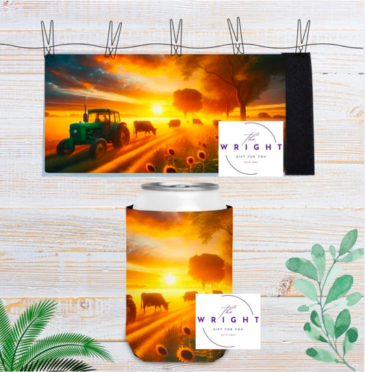 40. Tractor and Cows 2 Stubby cooler