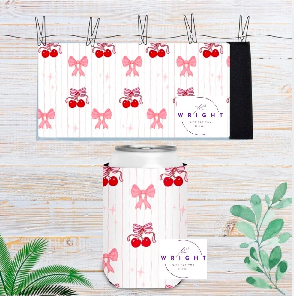 6. Bows and Cheeries Stubby Cooler