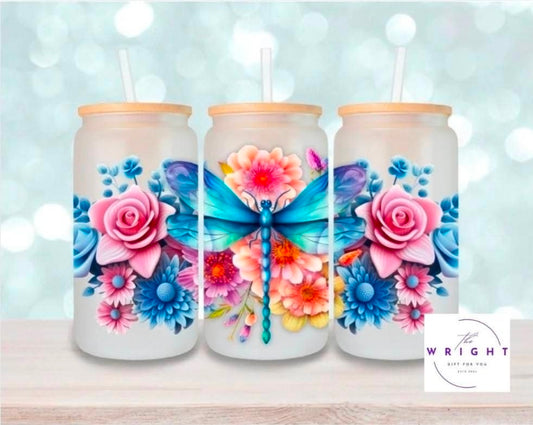 9. Dragonfly & Flowers 16oz Tumbler