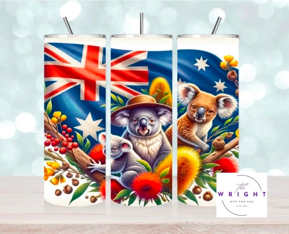 11. Australian Flag with Koalas 20oz Tumbler