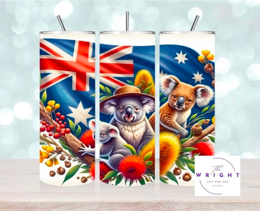 11. Australian Flag with Koalas 20oz Tumbler