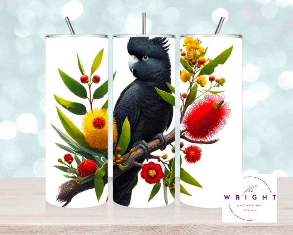 22. Black Cockatoo with Bottlebrush 20oz Tumbler