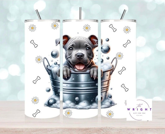 Blue Staffy Pup in Tub 20oz Tumbler