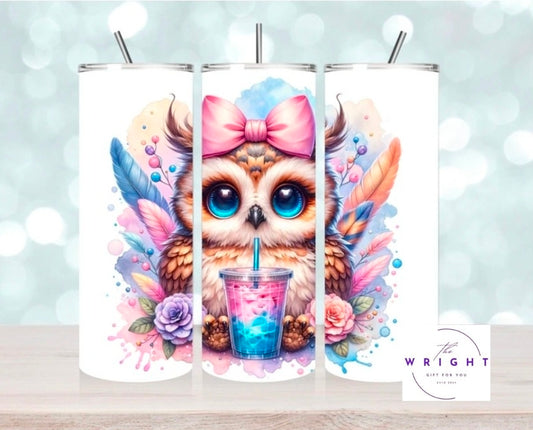 Bright Bubble Tea Owl 20oz Tumbler
