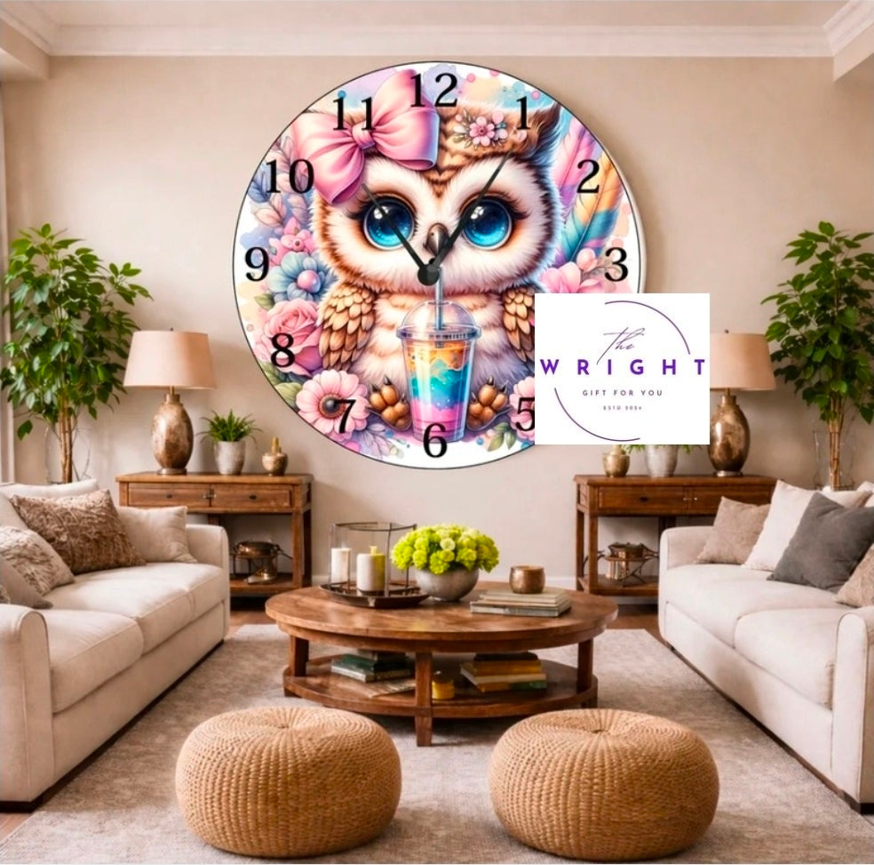 Bubble Tea Owl Clock