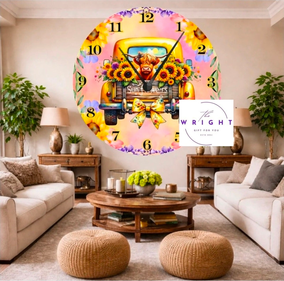 Calf & Sunflowers Clock