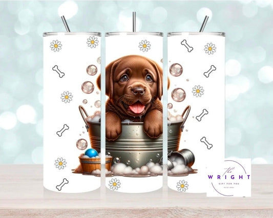 Chocolate Lab Pup in Tub 20oz Tumbler