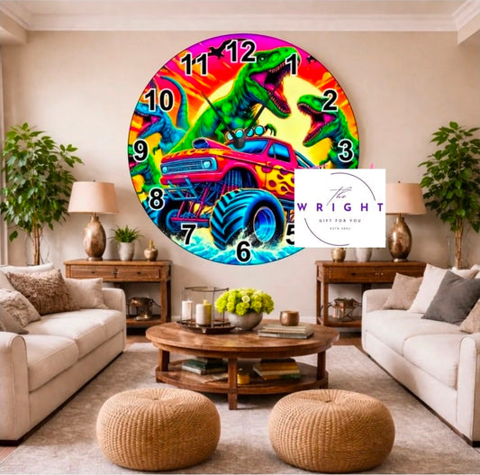 Dinosaur & Monster Truck Clock