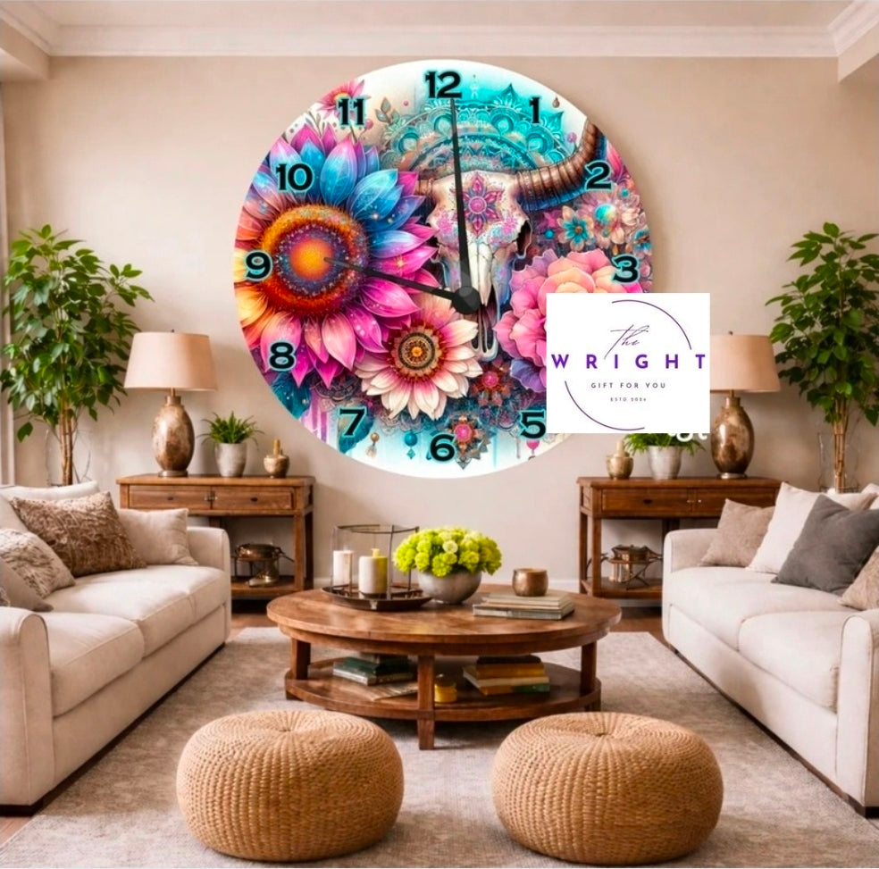 Flower Skull Clock (Option One)