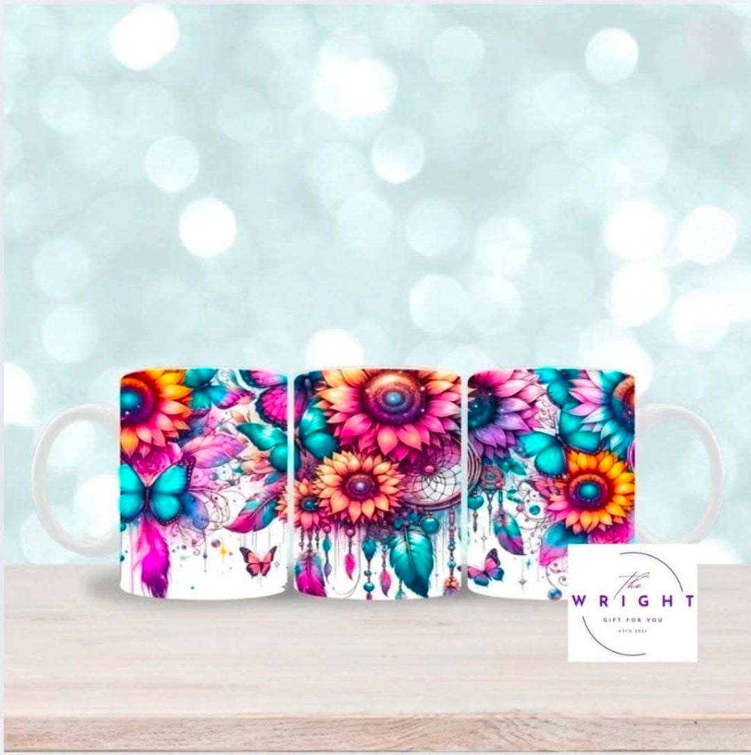 Flowers over Dreamcatcher mug