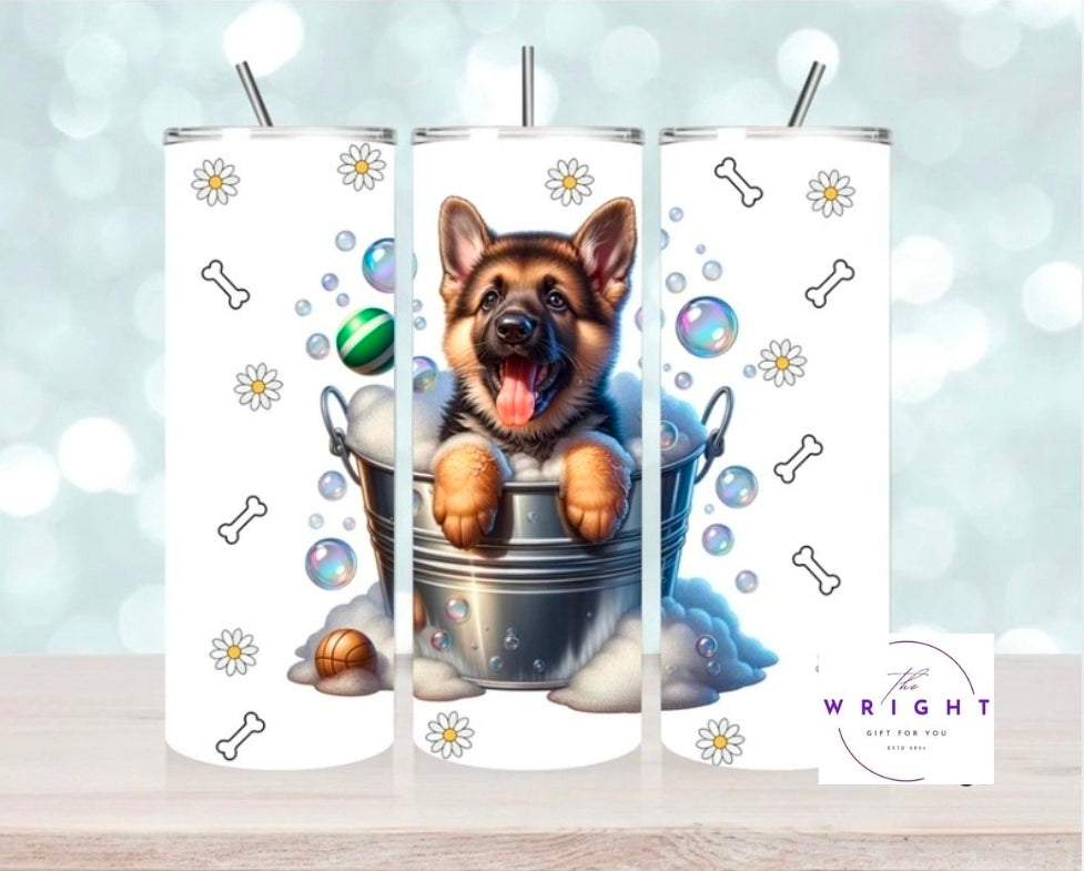 German Shepherd Pup in Tub 20oz Tumbler