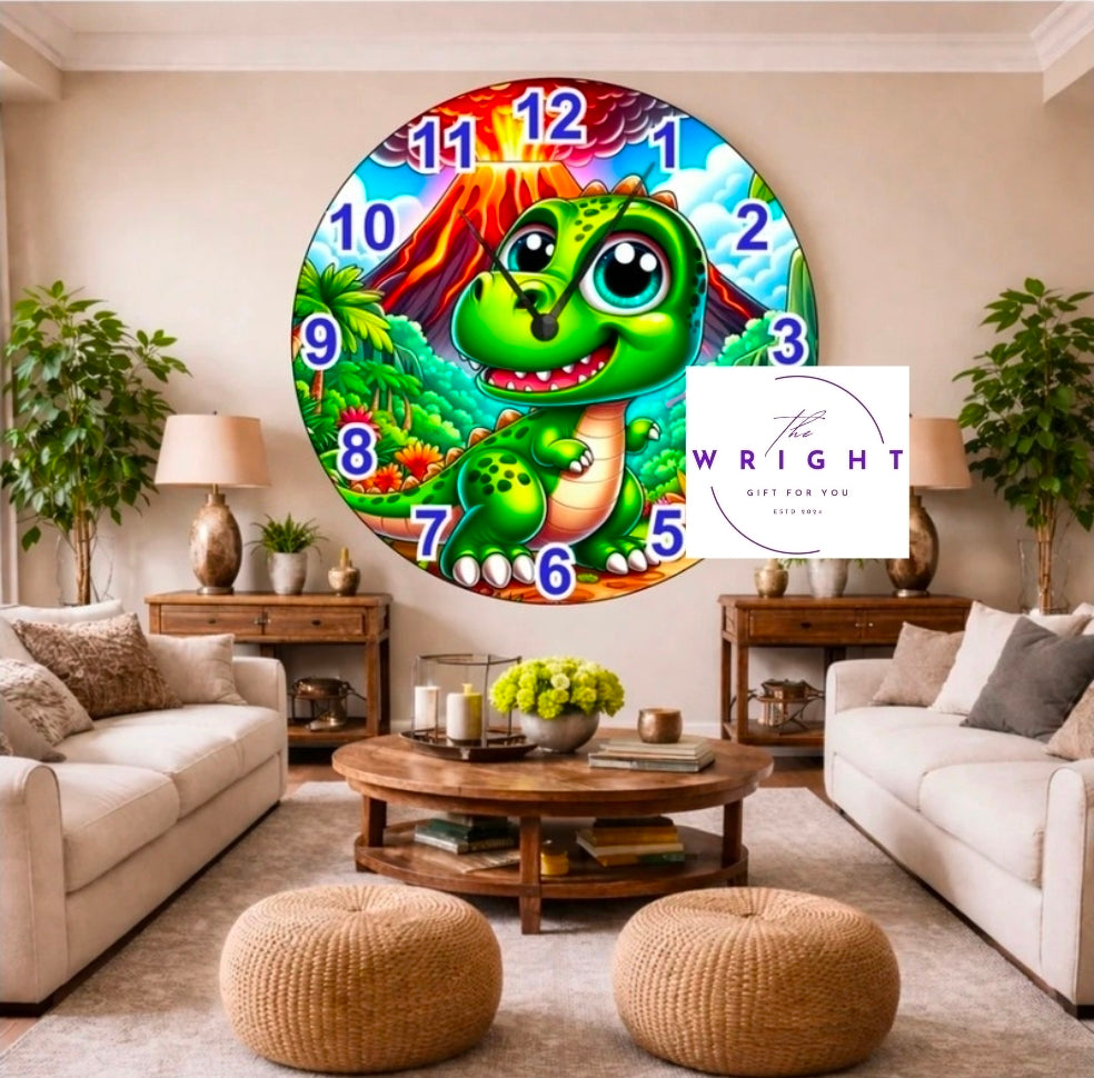 Green Dinosaur Clock