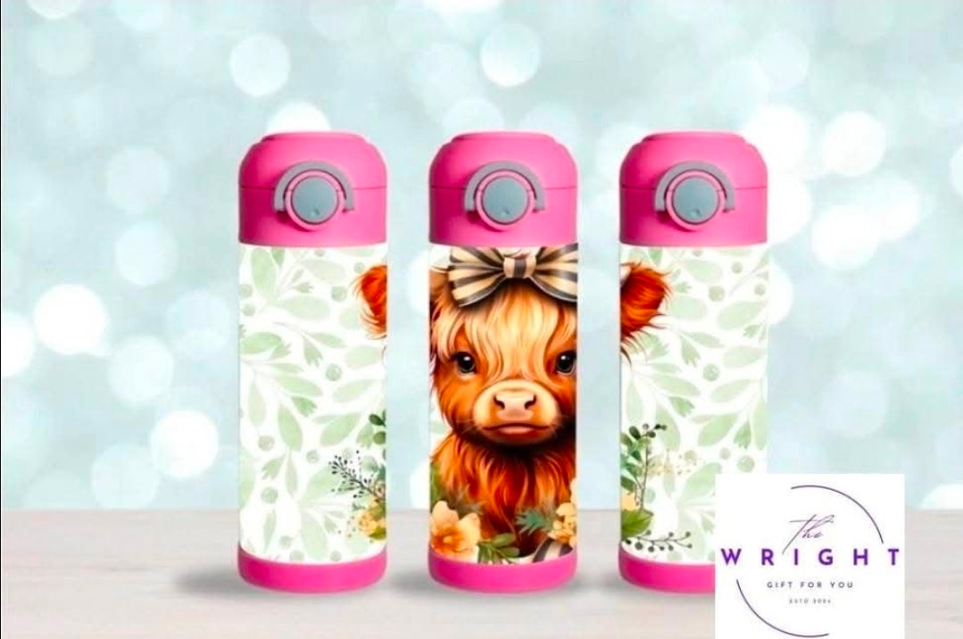 Floral Highland Calves 12oz Kindy Tumbler