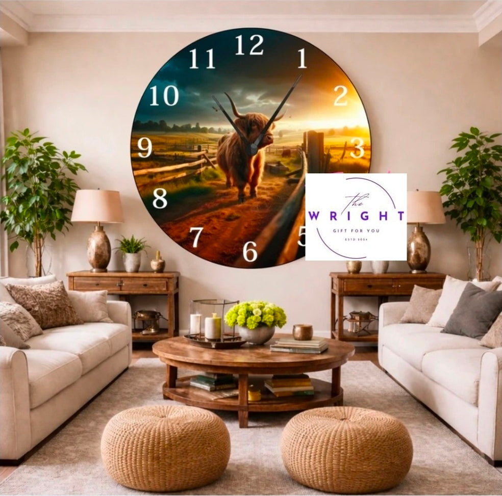 Highland Cow Clock (Option Four)