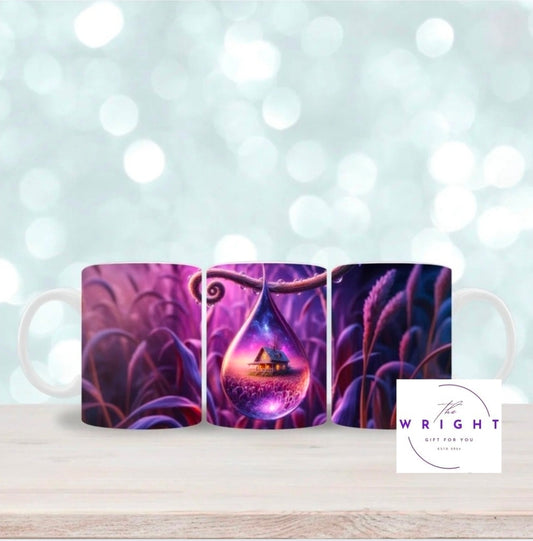 House in Teardrop purple mug