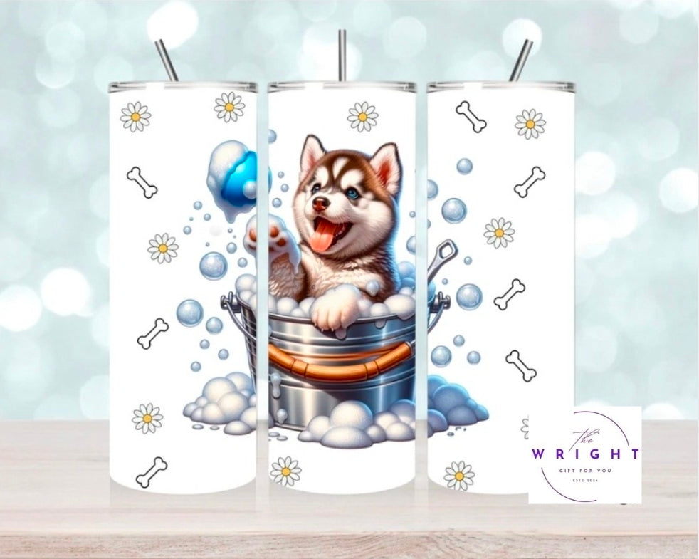 Husky Pup in Tub 20oz Tumbler