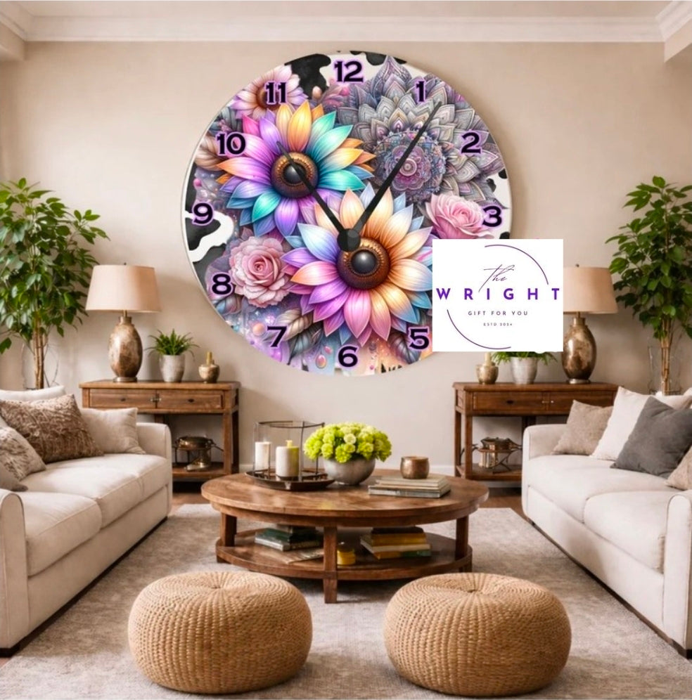 Mandala Sunflower Clock