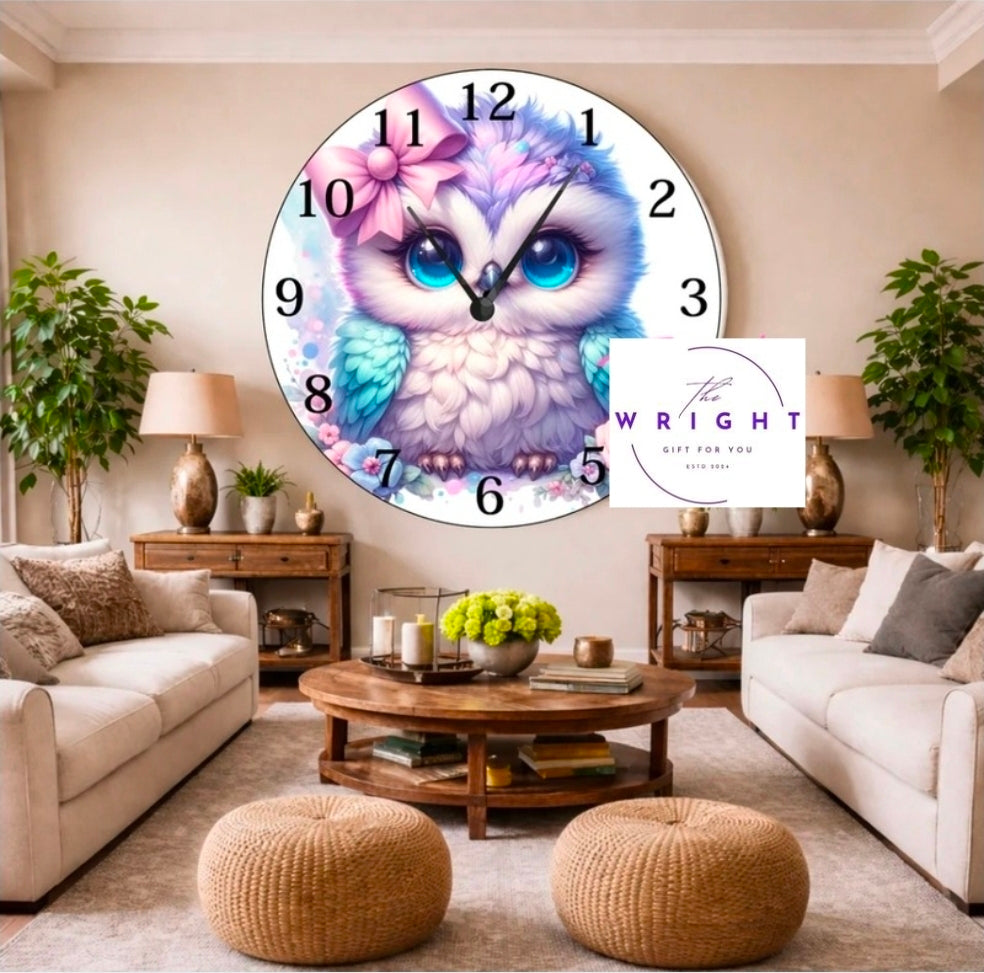 Pastel Owl Clock