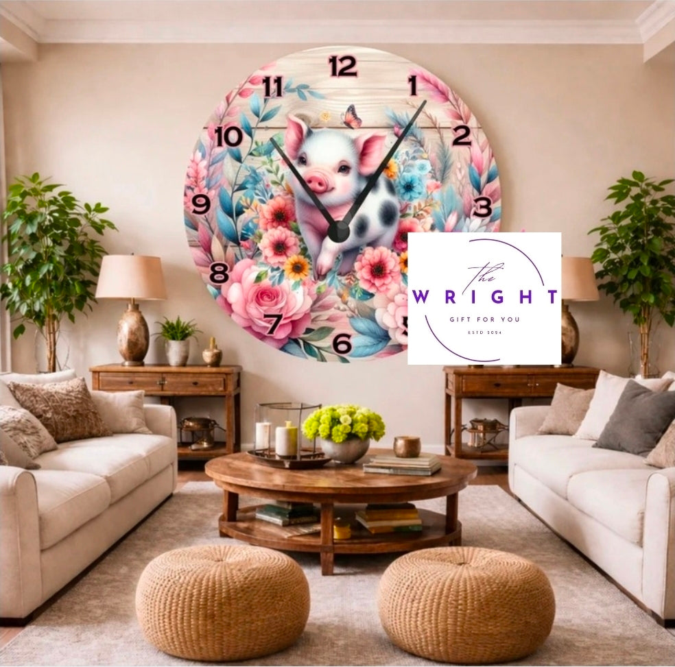 Piglet Flowers Clock