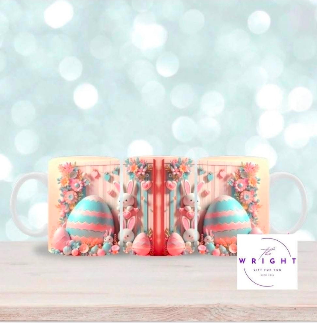 Pink and blue large eggs mug