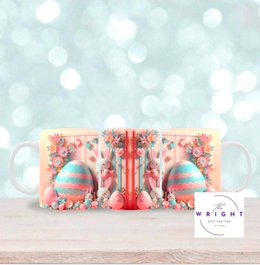 Pink and blue large eggs mug
