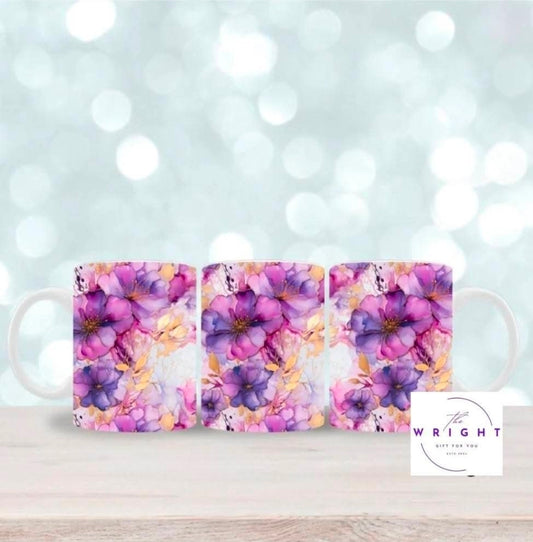 Purple and Gold flowers mug