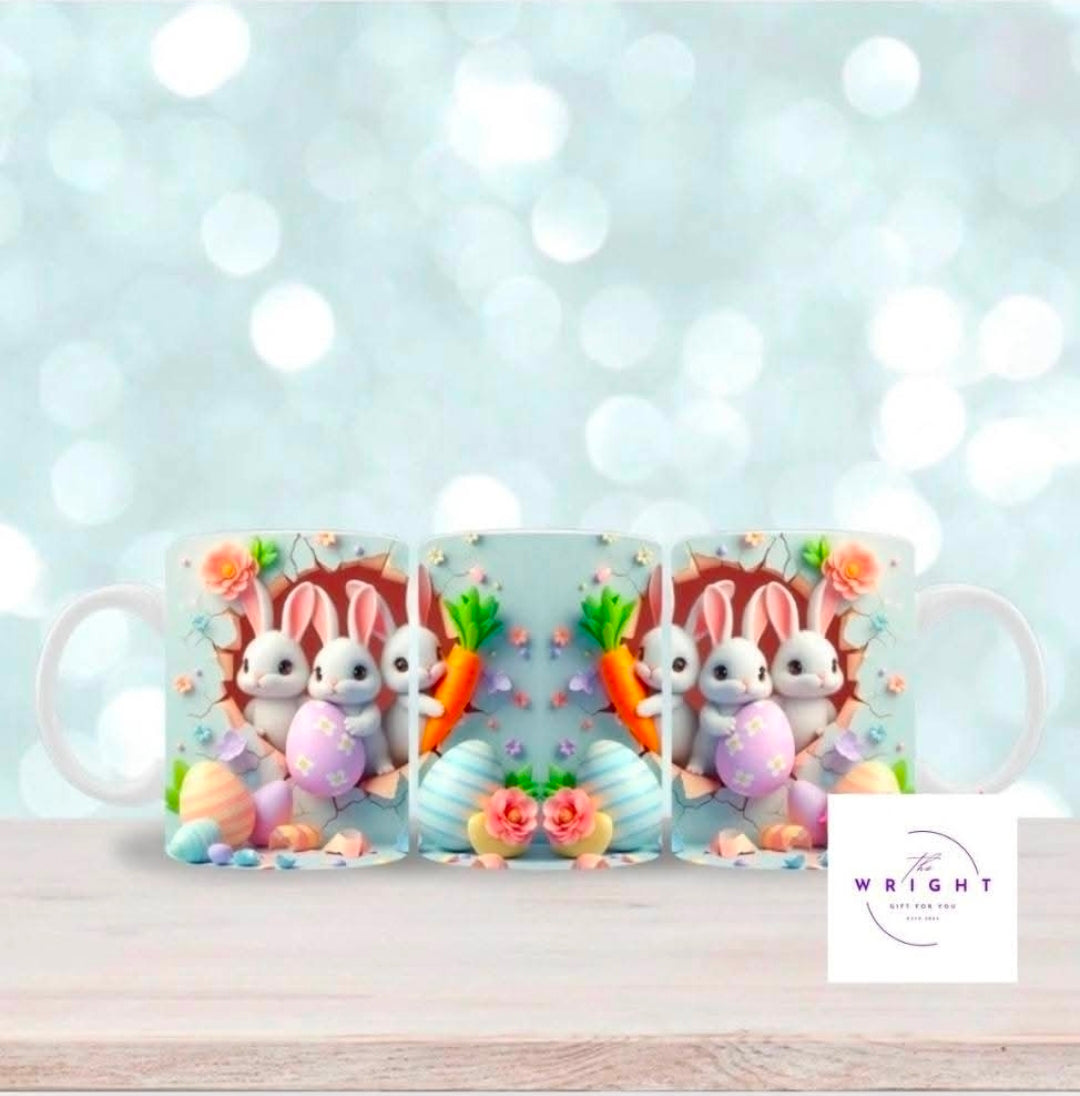 Rabbits breaking out mug