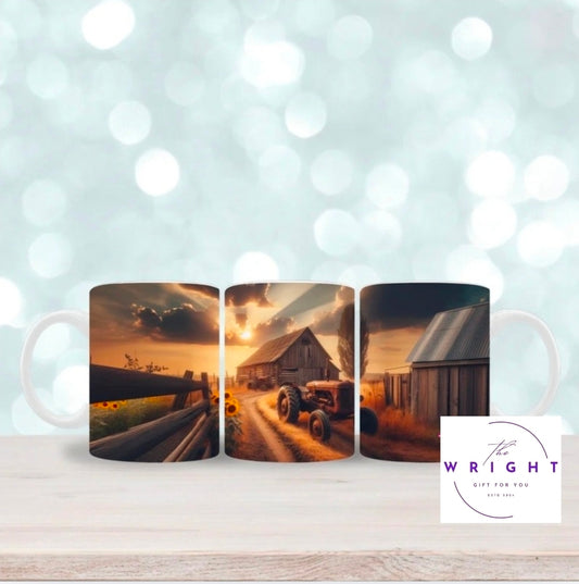 Sunset Over Farm Mug